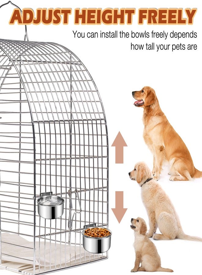 ShineMe Dog Crate Water and Food Bowl, ShineMe Stainless Steel Dogs Bowls Hanging 2 Pack for Cage Crate Kennel, Spill Proof Dog Bowl for Medium and Small Sized Dogs Cats Pets (6.3 * 2.6” & 5.5 * 2.4”) - Image 3